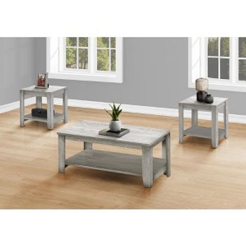 Monarch Specialties Table Set 3Pcs Set Coffee End Side Accent Living ... with Table Set 3Pcs Set Coffee End Side Accent Living Room Laminate Grey